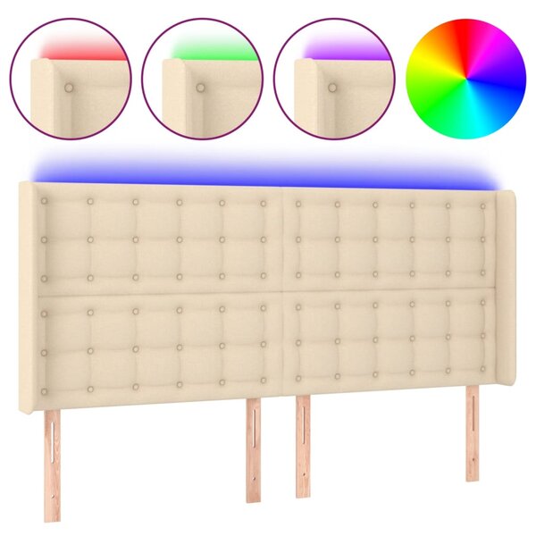 vidaXL Tête de lit à LED Crème 163x16x118/128 cm Tissu