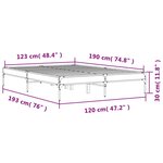 vidaXL Cadre de lit chêne fumé 120x190 cm bois d'ingénierie et métal