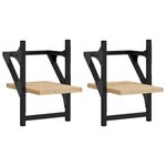 vidaXL Étagères murales avec barres 2 Pièces chêne sonoma 20x25x30 cm