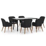 vidaXL Mobilier de salle à manger de jardin avec coussins 7 Pièces Noir