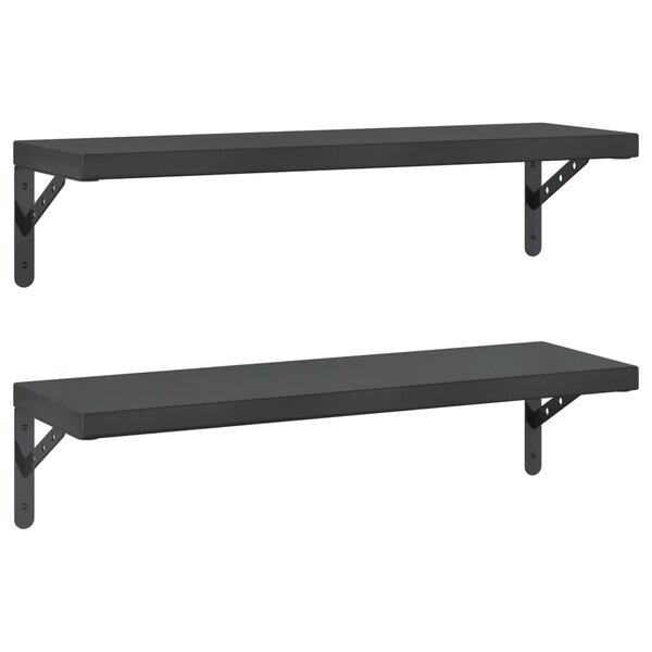 vidaXL Étagères murales 2 Pièces 75x23 5 cm noir acier inoxydable