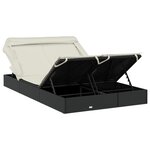 vidaXL Transat 2 places avec toit pliable noir 213x118x97 cm