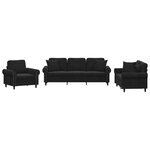 vidaXL Ensemble de canapés 3 Pièces avec coussins noir velours