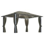 vidaXL Tonnelle avec rideau et lumières LED 4x3 m Taupe Aluminium