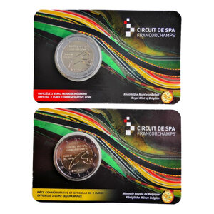 2 euros Belgique 2025 coincard BU - Le circuit automobile de Spa les deux versions.