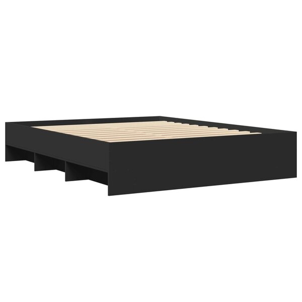 vidaXL Cadre de lit noir 150x200 cm bois d'ingénierie