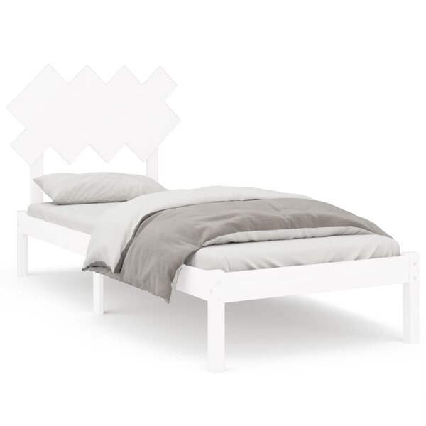 vidaXL Cadre de lit Blanc 90x190 cm Simple Bois massif