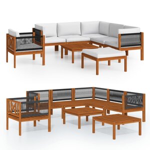 vidaXL Salon de jardin 8 Pièces avec coussins Crème Bois d'acacia solide