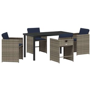 vidaXL Ensemble de salle à manger pour jardin 5 Pièces Gris Poly rotin