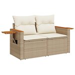 Ensemble de canapés de jardin 8 pièces avec coussins beiges en poly rattan