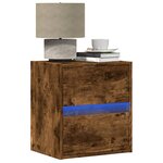 vidaXL Tables de chevet murales avec lumières LED 2 Pièces chêne fumé