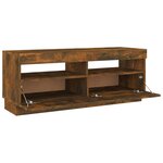 vidaXL Meuble TV avec lumières LED chêne fumé 100x35x40 cm