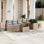 vidaXL Salon de jardin avec coussins 7 Pièces beige résine tressée
