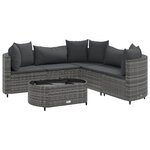 vidaXL Salon de jardin 6 Pièces avec coussins gris résine tressée