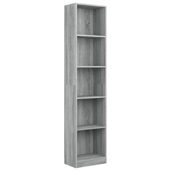 vidaXL Bibliothèque 5 niveaux Sonoma gris 40x24x175 cm