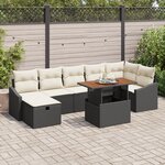 vidaXL Ensemble de canapé de jardin de 8 pièces avec oreillers en poly rattan noir