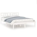 vidaXL Cadre de lit Blanc Bois massif 135x190 cm Double