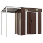 vidaXL Abri de jardin avec toit prolongé marron 277x110 5x181 cm acier