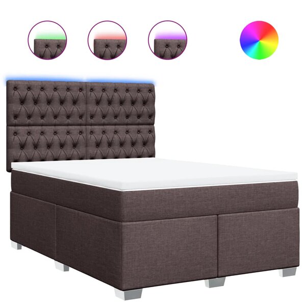 vidaXL Sommier à lattes de lit avec matelas Marron foncé 140x200 cm