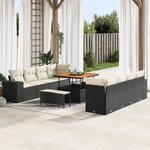 vidaXL Ensemble de canapé de jardin 11 pièces avec coussins en poly rattan noir