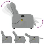 vidaXL Fauteuil de massage inclinable électrique gris clair tissu