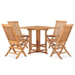 vidaXL Ensemble à manger d'extérieur pliable 5 Pièces Bois solide de teck