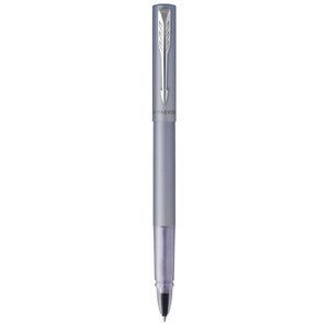 PARKER VECTOR XL Stylo roller  laque bleu-argent métallisée sur laiton  recharge noire pointe fine  Coffret cadeau