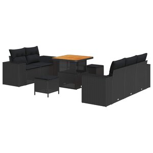 vidaXL Ensemble de canapé de jardin 8 Pièces Noir Poly Rattan