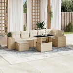 vidaXL Salon de jardin avec coussins 8 Pièces beige résine tressée