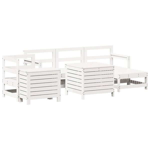 vidaXL Salon de jardin 7 Pièces blanc bois de pin massif