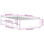 vidaXL Cadre de lit et tiroirs chêne fumé 90x200 cm bois d'ingénierie
