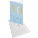 Carte D'anniversaire 10 Ans En Or - Bleu - A Message - Pour Enfant Garçon - 11 5 X 17 Cm - Draeger paris