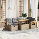vidaXL Salon de jardin avec coussins 7 Pièces beige résine tressée
