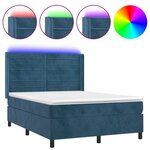 vidaXL Sommier à lattes de lit matelas et LED Bleu foncé 140x190 cm