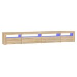 vidaXL Meuble TV avec lumières LED Chêne sonoma 270x35x40 cm