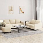 vidaXL Ensemble de canapés 3 Pièces avec coussins Crème Tissu