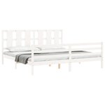 vidaXL Cadre de lit avec tête de lit blanc 200x200 cm bois massif