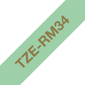 Cartouche ruban etiqueteuse 12mm tissu doré sur vert tze-rm34