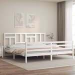vidaXL Cadre de lit sans matelas blanc 200x200 cm bois massif