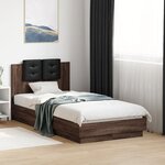 vidaXL Cadre de lit tête de lit et lumières LED chêne marron 90x190 cm