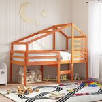 vidaXL Lit haut avec toit cire marron 90x200 cm bois de pin massif