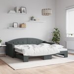 vidaXL Lit de jour avec lit gigogne gris foncé 90x190 cm tissu