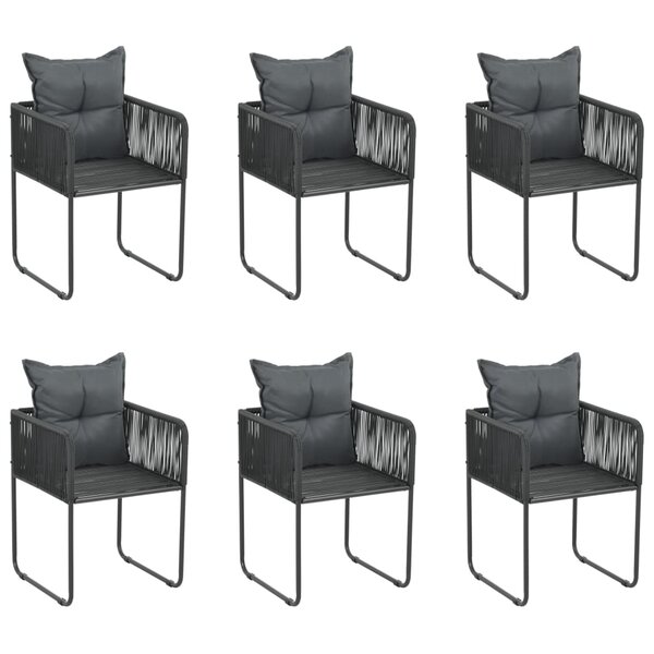 vidaXL Chaises d'extérieur 6 Pièces avec oreillers Résine tressée Noir