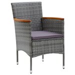 vidaXL Meubles à dîner de jardin et coussins 9 Pièces Poly rotin Gris