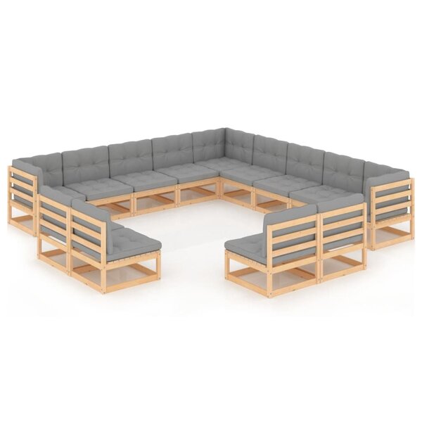 vidaXL Salon de jardin 13 Pièces avec coussins Bois de pin massif