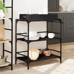 vidaXL Chariot de cuisine noir 81 5x41x92 5 cm bois d'ingénierie