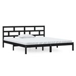 vidaXL Cadre de lit Noir Bois de pin massif 140x190 cm
