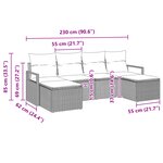 vidaXL Ensemble de Canapé de Jardin de 6 Pièces avec Coussins Marron Rotin Poly