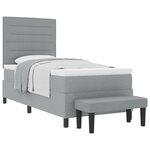 vidaXL Lit avec sommier avec matelas et banc gris clair 90x200 cm tissu