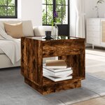 vidaXL Table basse avec LED Infinity chêne fumé 50x50x50 cm